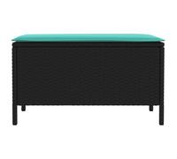 Vidaxl Pouf De Jardin Noir Et Turquoise 80 X 38 X 42 Cm Rotin Pe