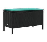 vidaXL Pouf de Jardin Noir et turquoise 80 x 38 x 42 cm Rotin PE, Pouf de jardin moderne, siège d'extérieur polyvalent, ottoman en rotin, déco intérieure, solution mobilier minimaliste