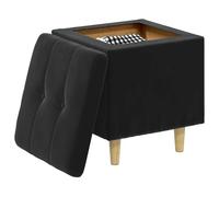 vidaXL Pouf de Rangement avec Coussin Noir 40 x 40 x 45 cm Velours, Ottoman Moderne, Robuste, avec Un Dessus capitonné, Assise Multifonction, Rangement, déco Minimaliste