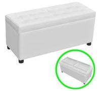 vidaXL Pouf de rangement Cuir synthétique Blanc blanc G