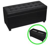 Pouf de rangement Cuir synthétique Noir