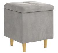 vidaXL Pouf de rangement Gris clair 40 x 40 x 45 cm Velours
