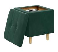 vidaXL Pouf de Rangement Vert foncé 40 x 40 x 45 cm Velours, Ottoman Moderne, Robuste, avec Un Dessus capitonné, Assise Multifonction, Rangement, déco Minimaliste