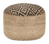 vidaXL Pouf fait à la main en jute noir 45 x 30 cm