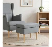 vidaXL Pouf Gris Clair 55 x 35 x 41 cm Polyester, Tabouret Moderne pour Chambre, Petit siège, Coussin épais et Amovible, Repose-Pieds Compact