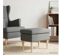 vidaXL Pouf Gris foncé 55 x 35 x 41 cm Polyester, Tabouret Moderne pour Chambre, Petit siège, Coussin épais et Amovible, Repose-Pieds Compact