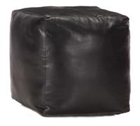 VidaXL Pouf Noir Cuir Véritable
