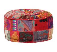 vidaXL Pouf Rond en Coton Fait à la Main 40 x 20 cm Rouge