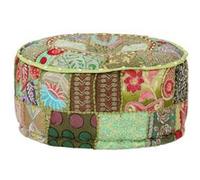 vidaXL Pouf rond en coton fait à la main 40 x 20 cm Vert Vert G