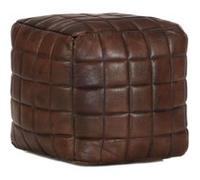 vidaXL Pouf Tabouret Repose-Pied Appui Pied Portable Maison Bureau Salon Chambre à Coucher Intérieur 40x40x40 cm Marron Foncé Cuir Véritable de Chèvre