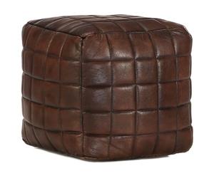 vidaXL Pouf Tabouret Repose-Pied Appui Pied Portable Maison Bureau Salon Chambre à Coucher Intérieur 40x40x40 cm Marron Foncé Cuir Véritable de Chèvre
