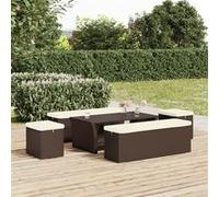 vidaXL Poufs avec coussins 2 pcs marron 40x30x40 cm résine tressée, repose-pieds, tabouret pouf, repose-pieds extérieur, repose-pieds pouf Marron G