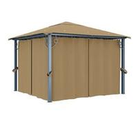 vidaXL Prieel met gordijn 300x300 cm aluminium taupe313893 Taupe G