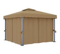 vidaXL Prieel met gordijn 3x3 m aluminium taupe3068557 Taupe G
