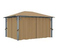 vidaXL Pavillon avec rideau 400x300 cm Taupe Aluminium