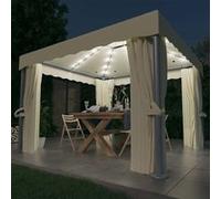 vidaXL Pavillon avec rideaux & guirlande lumineuse LED 3x3 m blanc crème