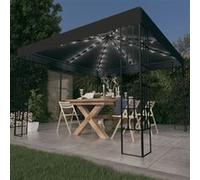vidaXL Pavillon avec guirlande lumineuse LED 3x3 m Anthracite