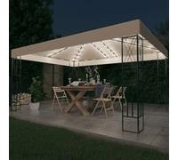 Pavillon avec guirlande lumineuse LED 3x4 m Crème Tissu