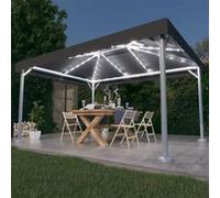 vidaXL Pavillon 3070352 – 4x3 m Aluminium Anthracite avec guirlande lumineuse LED