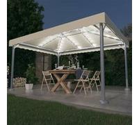 vidaXL Pavillon avec guirlande lumineuse LED 400x300 cm blanc crème Aluminium