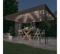 vidaXL Pavillon avec guirlande lumineuse LED 4x3 m Taupe