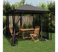 vidaXL Pavillon 2,93x2,93 m Acier Anthracite avec parois en filet