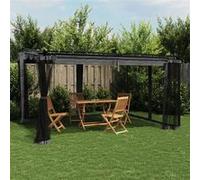 Pavillon avec parois en filet anthracite 4x3 m acier