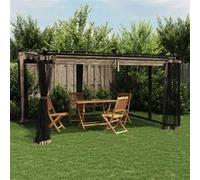 vidaXL Pavillon avec parois en filet taupe 4x3 m acier