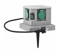 vidaXL Prise de Jardin avec capteur de crépuscule en Plastique Piquet électrique Fournitures électriques Capteur de crépuscule pour arrêt et allumage automatiques
