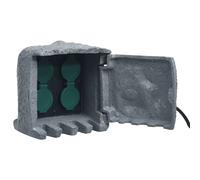 vidaXL 4 Prises de Jardin Imperméables Prise d'Extérieur Installation d'Eclairage Tondeuse à Gazon Pompe de Bassin Arrière-Cour Résine Tressée Gris