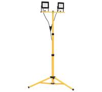 vidaXL Projecteur à LED avec Trépied Lampe d'Extérieur Eclairage de Sécurité de Jardin Projecteur d'Extérieur Atelier 2x50 W Blanc Chaud