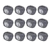 vidaXL Spots LED solaires 12x en forme de pierre – Éclairage extérieur jardin