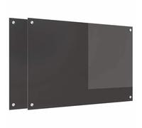 vidaXL Dos de cuisine 2 pcs 90 x 60 cm Verre trempé Gris foncé