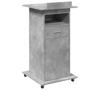 vidaXL Pupitre avec roues et tiroir gris béton bois d'ingénierie, tribune, tribune d'orateur, lutrin, plate-forme, podium, 848027