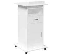 vidaXL Pupitre avec roues et tiroir 55x55x107 cm Bois d'ingénierie Blanc