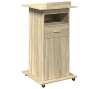 vidaXL Pupitre et Roues et tiroir chêne Sonoma Bois d'ingénierie, Tribune, Tribune d'orateur, lutrin, Plate-Forme, Podium, Bureau Debout