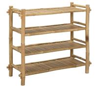 vidaXL Rack à Chaussures avec étagère Naturel 4 Niveaux Bambou, Rangement Salon, Étagère à Chaussures Rectangulaire, Organisateur Moderne, Design Pratique, Décor Marron, Finition Beige