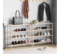 vidaXL 2X Bois de Sapin Solide Range-Chaussures à 4 Etagères Meuble Rangement