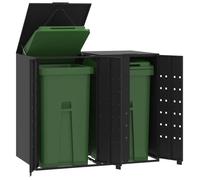 vidaXL Rangement à roulettes pour poubelles pour 2 bacs 3279977 noir acier