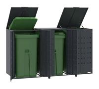 vidaXL Rangement à roulettes pour poubelles pour 3 bacs anthracite