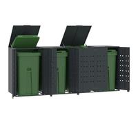 vidaXL Rangement à roulettes pour poubelles pour 4 bacs anthracite