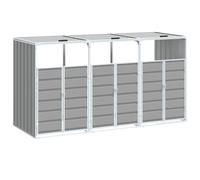 vidaXL Rangement à roulettes pour poubelles pour deux bacs gris acier, rangement de poubelles, rangement de poubelles de jardin, hangar à poubelles