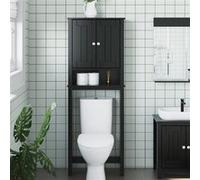 vidaXL Rangement au-dessus de la cuvette BERG noir bois massif358555 Noir G