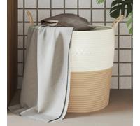 vidaXL – Panier de rangement – Ø 43×38 cm – Coton beige et blanc