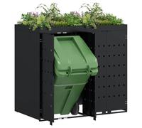vidaXL Rangement poubelle à roulettes pour 2 poubelles – Noir – Extensible, Moderne, Écolo
