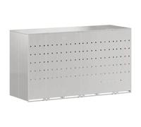 vidaXL Rangement de poubelle à roulettes pour 3 poubelles Argent