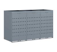 vidaXL Rangement de poubelle à roulettes pour 3 poubelles Gris clair