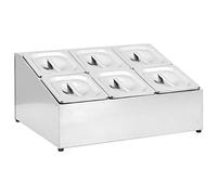 vidaXL Récipient Gastronorm avec 6 Bacs Organisateur de Nourriture Conteneur de Stockage Restaurant Hôtel Maison GN 1/6 Acier Inoxydable