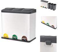 vidaXL Recycling Poubelle à pédale inox 54 L - Poubelles & poubelles