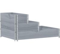 vidaXL Rehausse de palette 3 fois Gris 120x80 cm Pin massif
